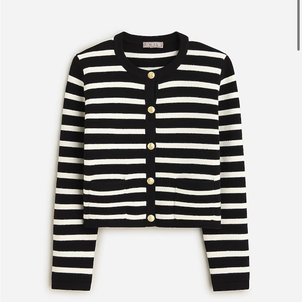 Emilie sweater lady jacket in black and ivory stripe